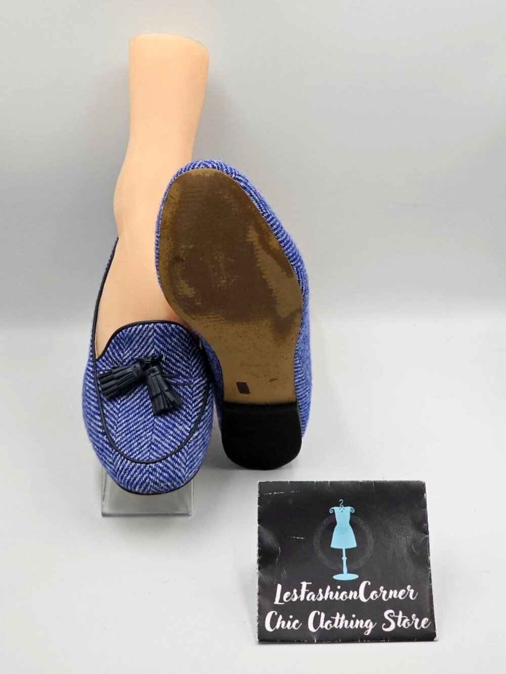 Boden Women’s Blue Ines Herringbone Tassel Loafers Flats Shoes Sz 8 (38.5) 2916 - Picture 3 of 16